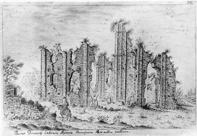 Руїни Собору Федорівского Вотча монастиря за малюнком А. ван Вестерфельда 1651 р.