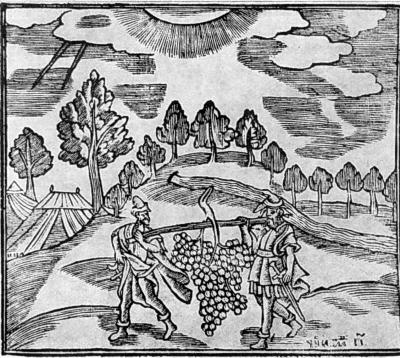 Гравер Ілія "Повернення із Ханаана". Гравюра до ілюстрованої Біблії.1645-1649