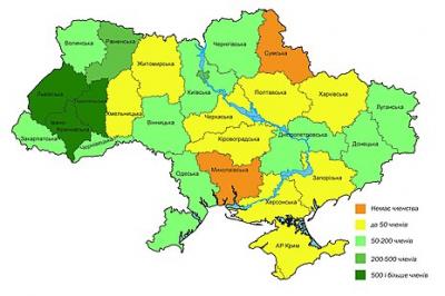 Карта присутності «Пласту» в Україні